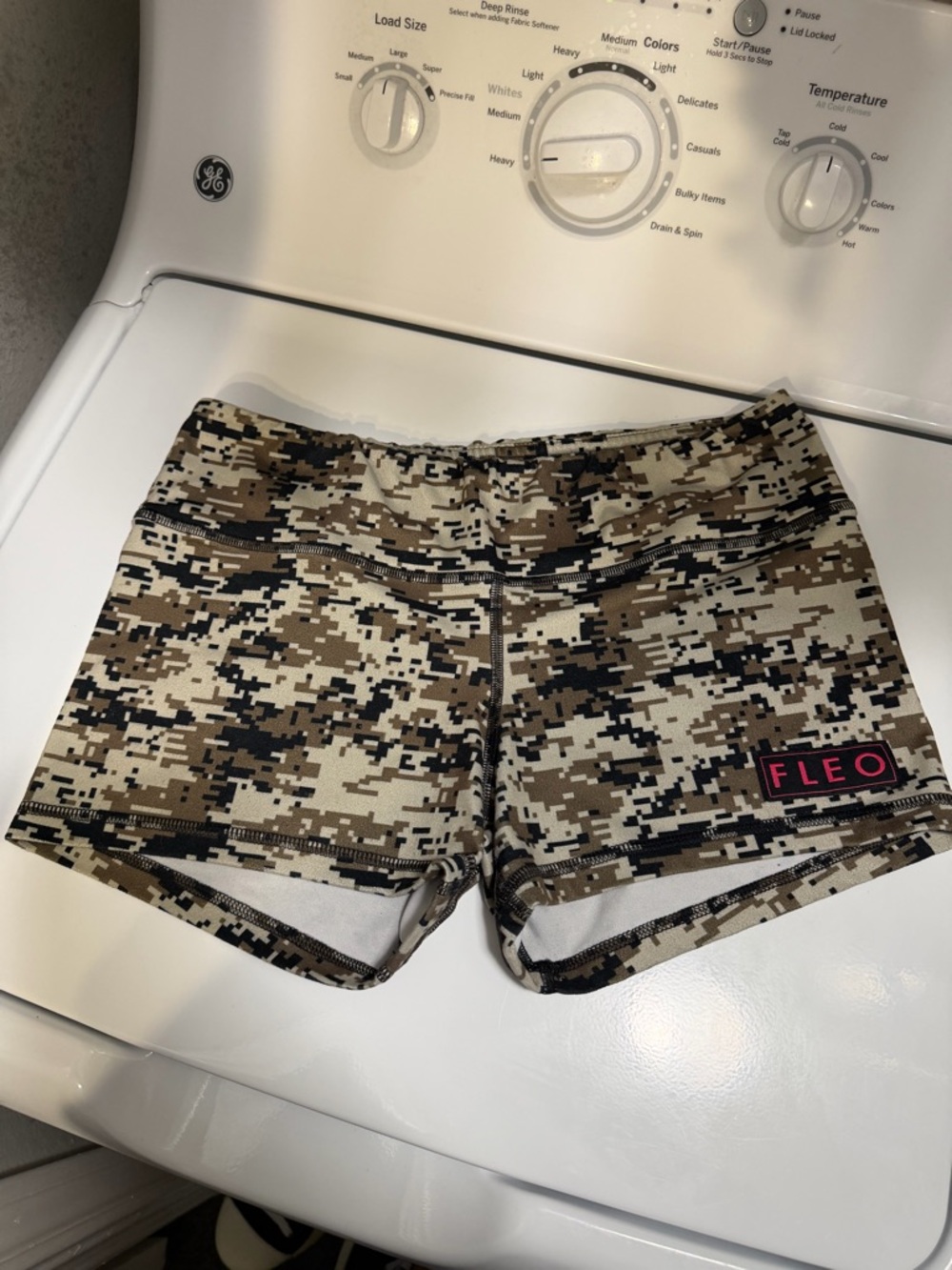 Fleo Women's Digital Camo Bike Shorts — Brown, Black, Cream
